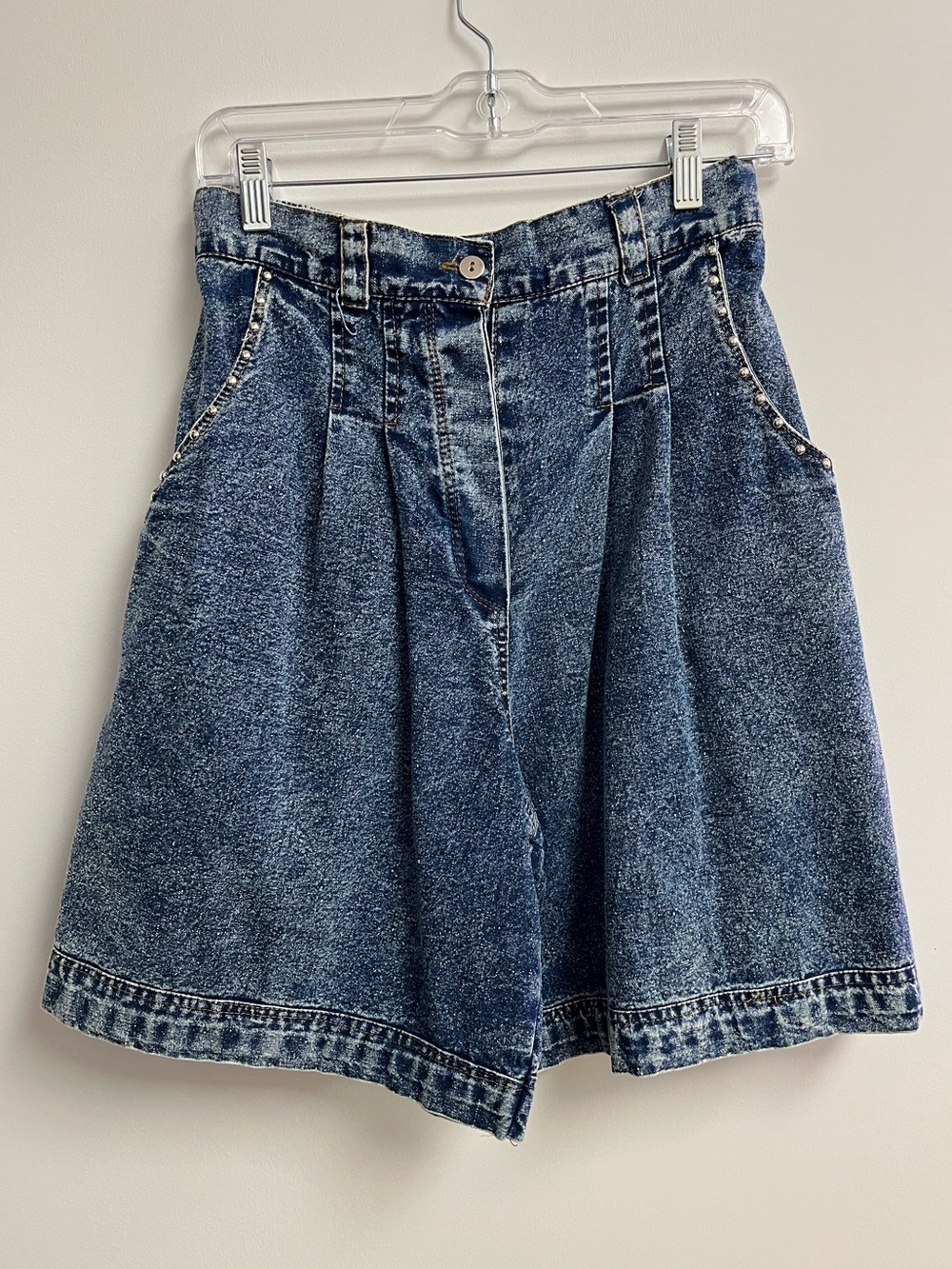 Vintage High-Waist Acid Wash Denim Shorts